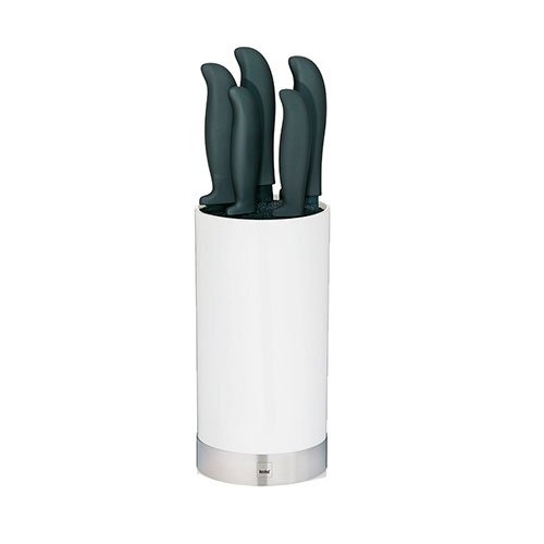 Acida knivblok med knive - Hvid PP-plast
