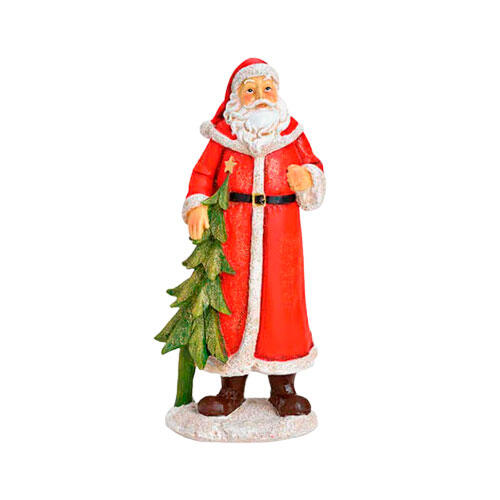 Julemand med juletræ - Julefigur 14 cm.