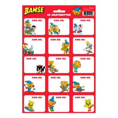 Til- og fra kort- 30 stk. | Bamse klæbeark