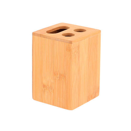 Bambus tandbørsteholder - 10 x 7 x 7 cm.