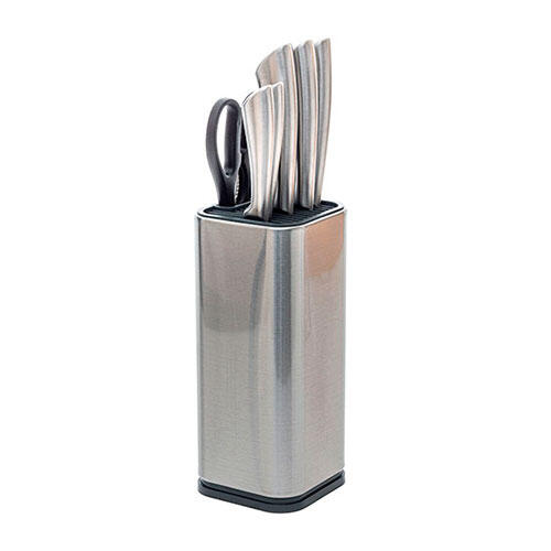 Rustfrit stål knivblok m/ knive - 7 dele